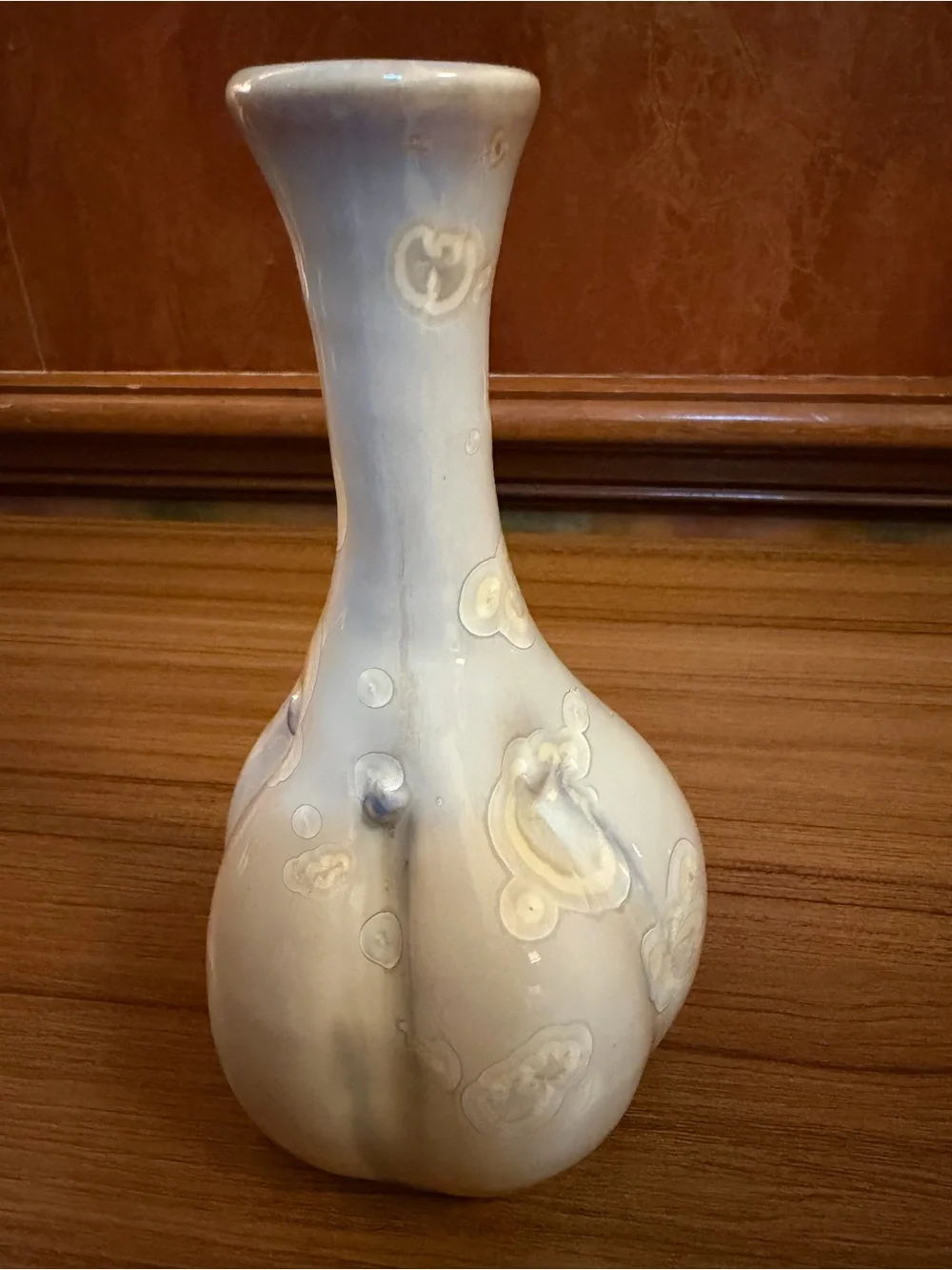 Vintage Crystalline Glaze Art Pottery Bud Vase Garlic Bulb Shape 7